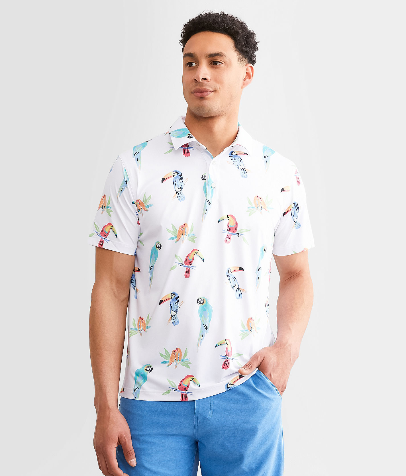 (取寄) チャビーズ メンズ ザ デュード ウェアズ マカウ (パフォーマンス ポロ) Chubbies men The Dude Where's Macaw (Performance Polo) Optic White - Pattern Base (Includes Plaids) 0c89a44b9d92029e5eaf256a5a2dec