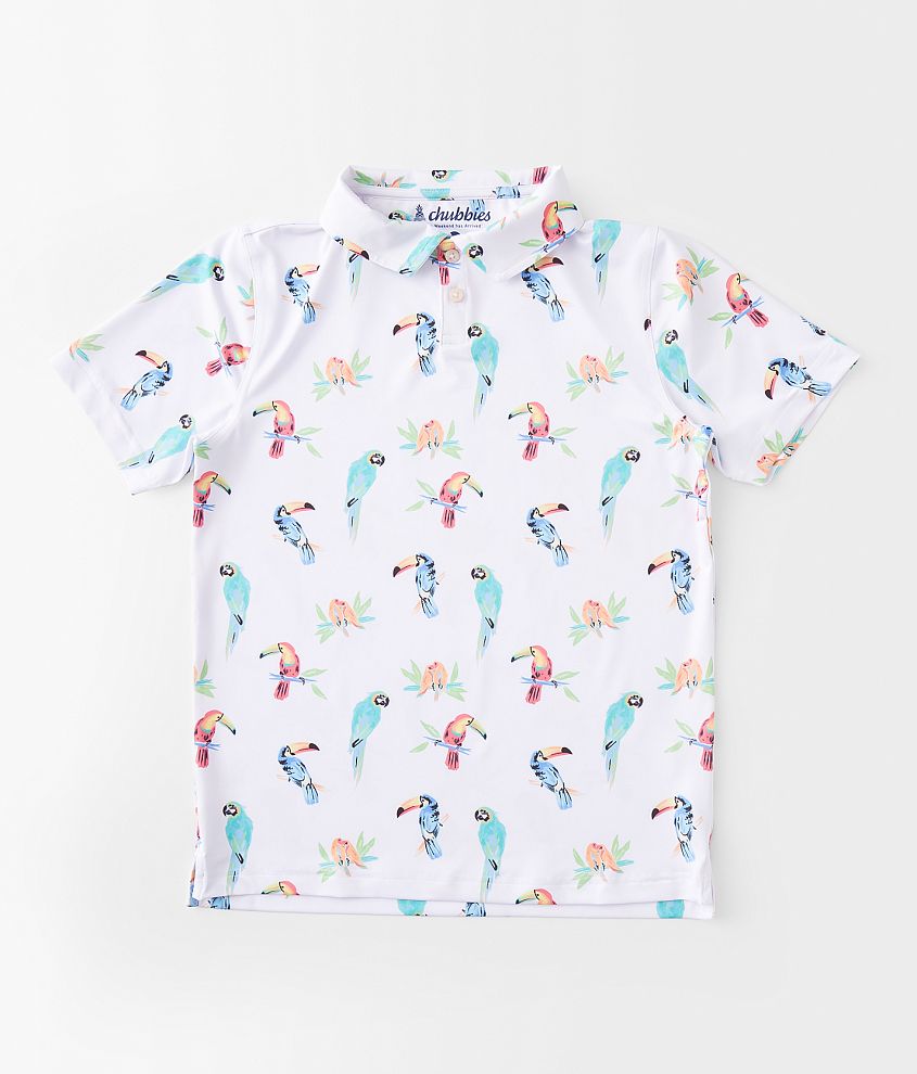 Boys - Chubbies Dude Where's Macaw Polo front view