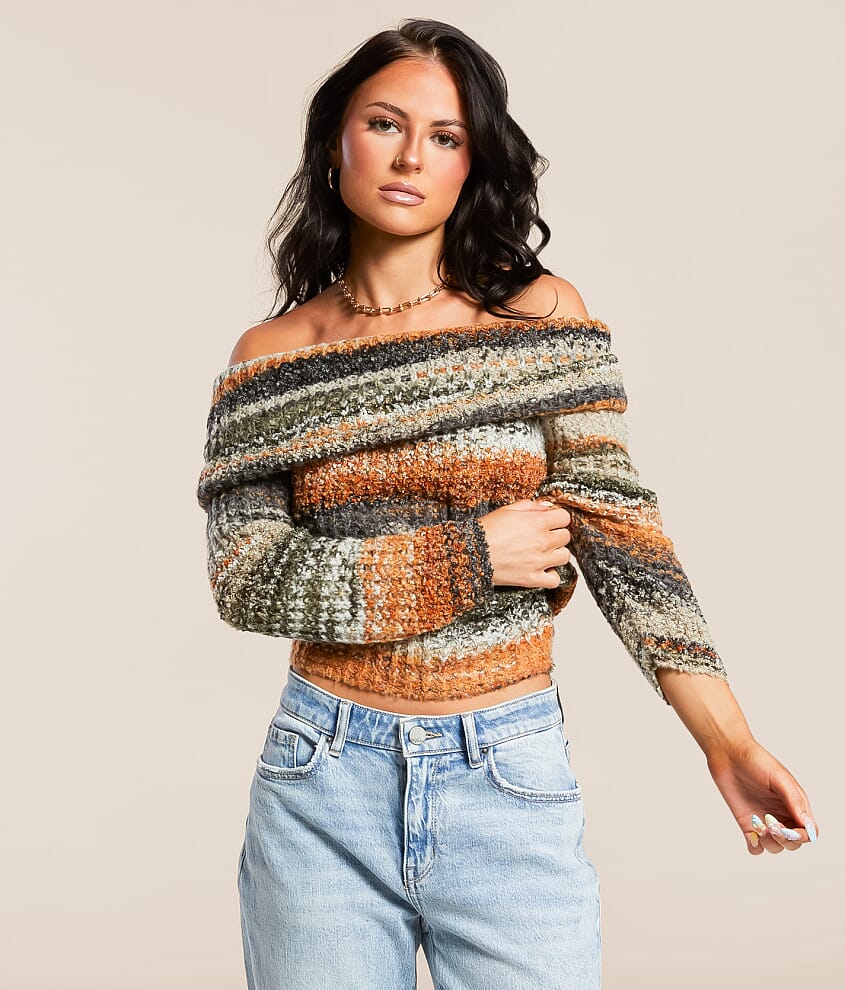 Off The Shoulder Marled Sweater - thumbnail 2