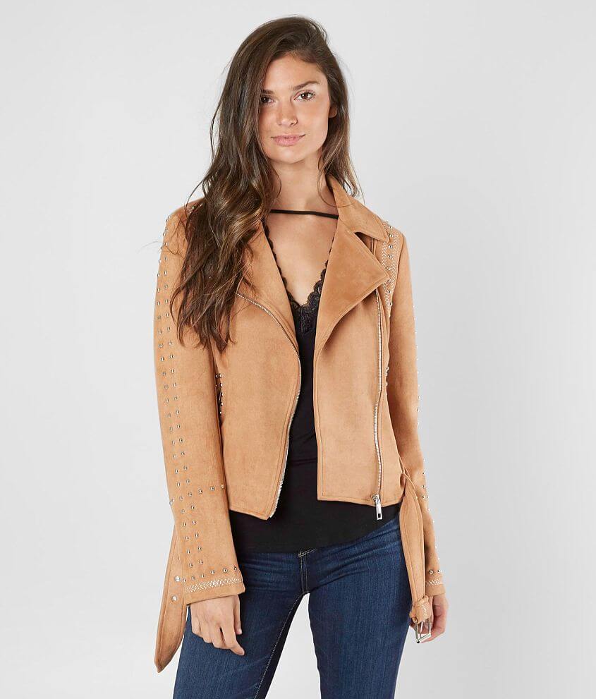 BKE Faux Suede Moto Jacket front view