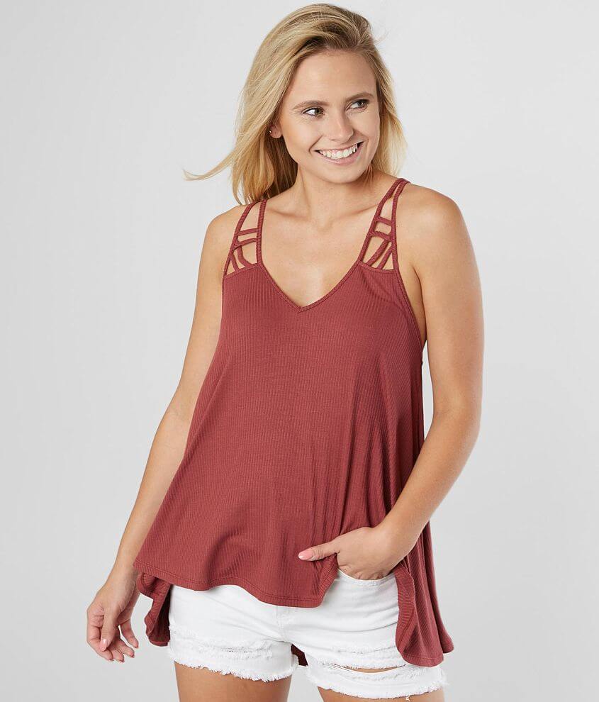 Daytrip Strappy Ribbed Tank Top front view
