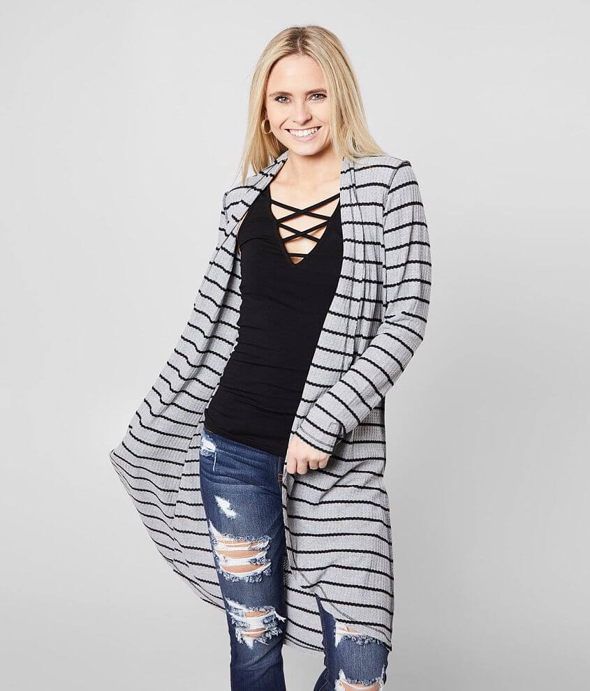Daytrip Striped Waffle Knit Cardigan Sweater