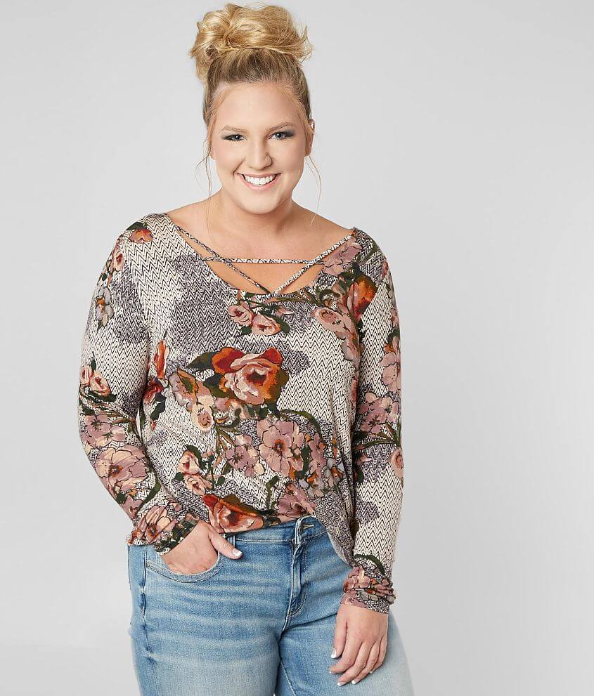 Daytrip Strappy Floral Top - Plus Size Only front view