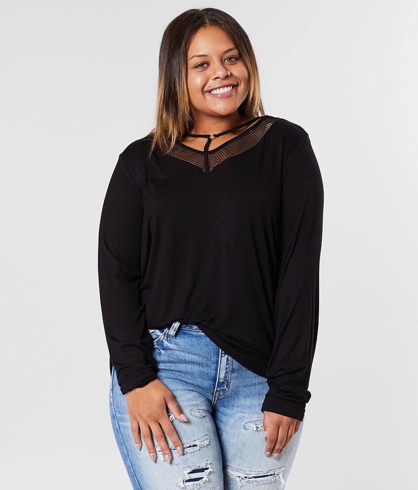 Daytrip Strappy Mesh Cut-Out Top - Plus Size Only front view