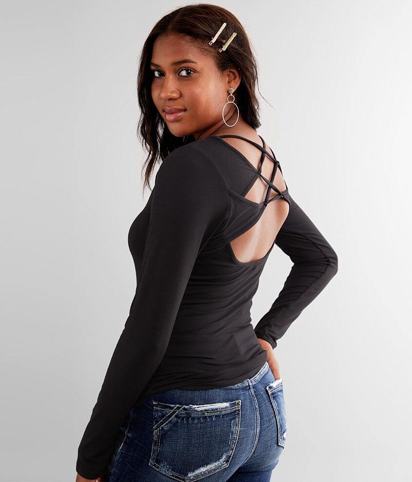 Women's Black Backless Shirt