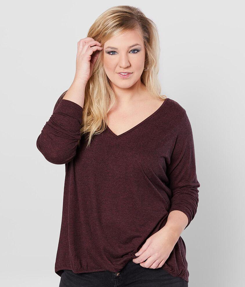 Image of Daytrip Brushed Knit Surplice Top - Plus Size Only