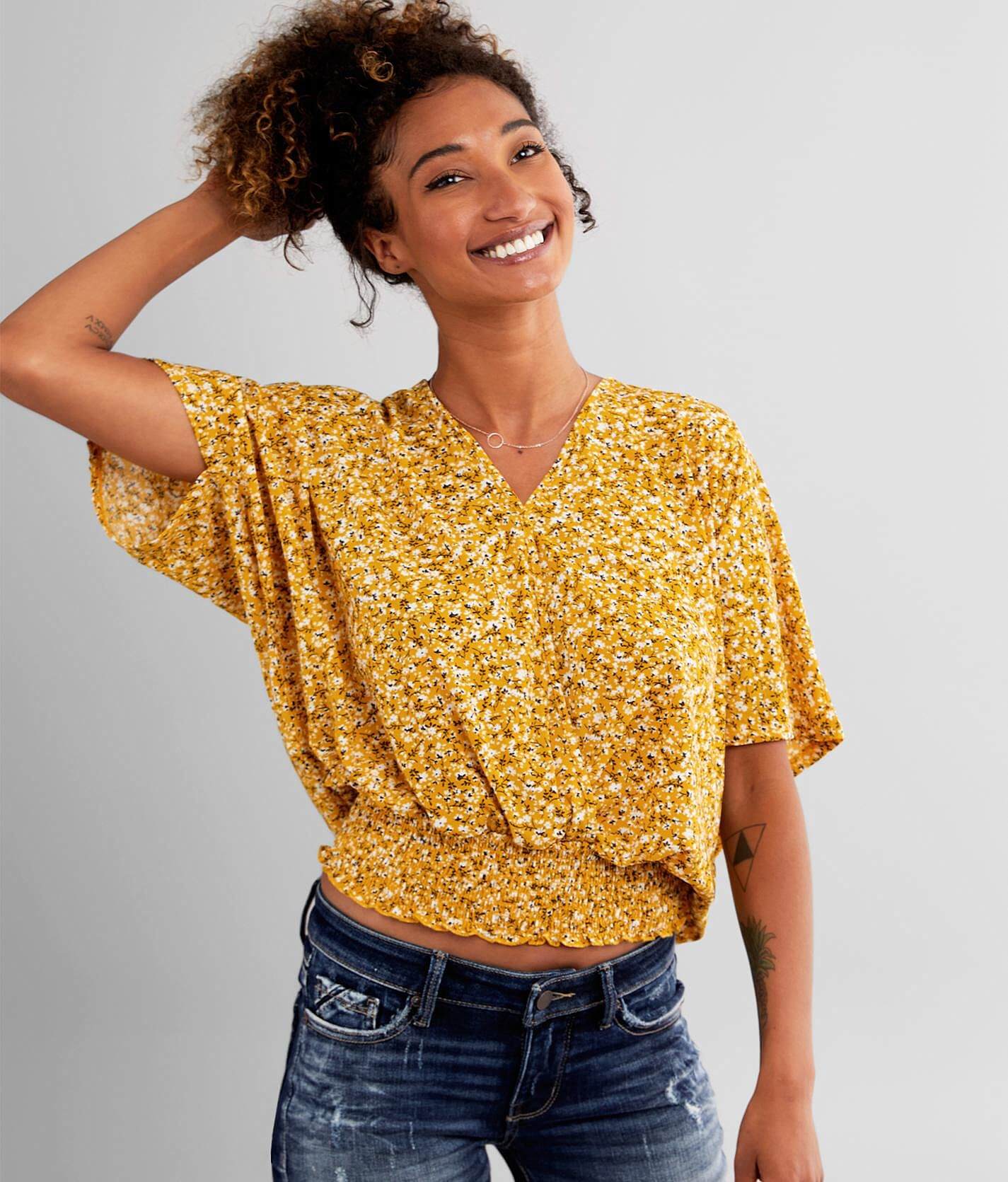 yellow surplice top