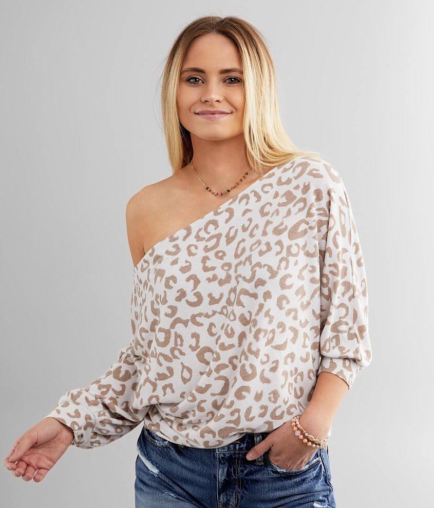 Cheetah print one online shoulder top