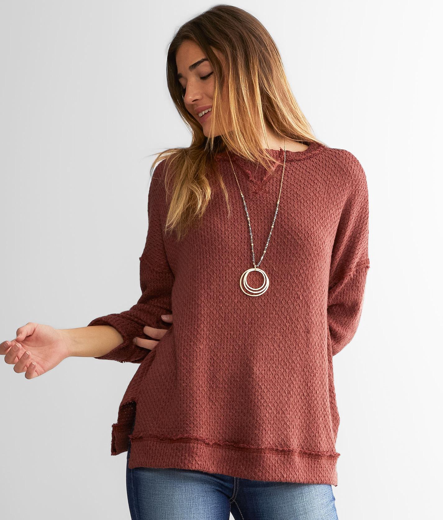 BKE Waffle Knit Top - Women's Shirts/Blouses In Red | Buckle