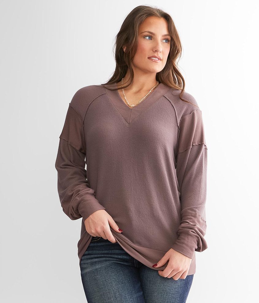 BKE Brushed Knit Top front view