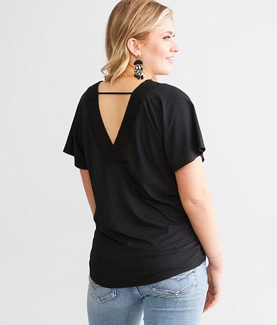 Daytrip Surplice Twisted Hem Top back view