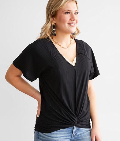 Daytrip Surplice Twisted Hem Top misc detail 1 view