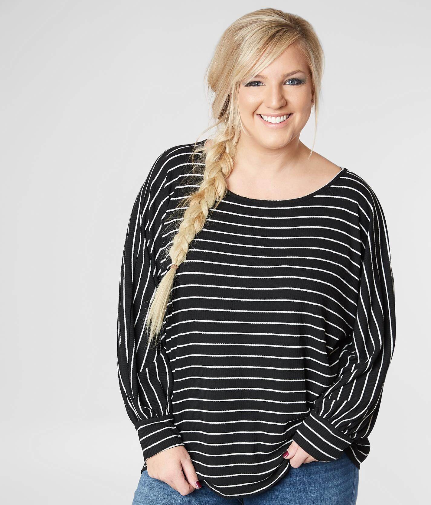 black and white striped shirt womens plus size