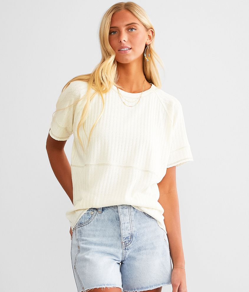 BKE Pointelle Top - Women's Shirts/Blouses in Cream