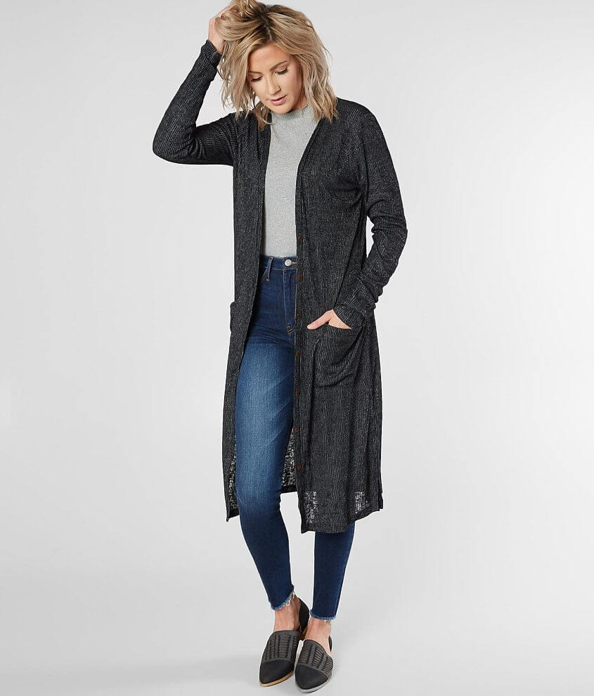 Daytrip Ribbed Maxi Cardigan - Women's Sweaters in Charcoal