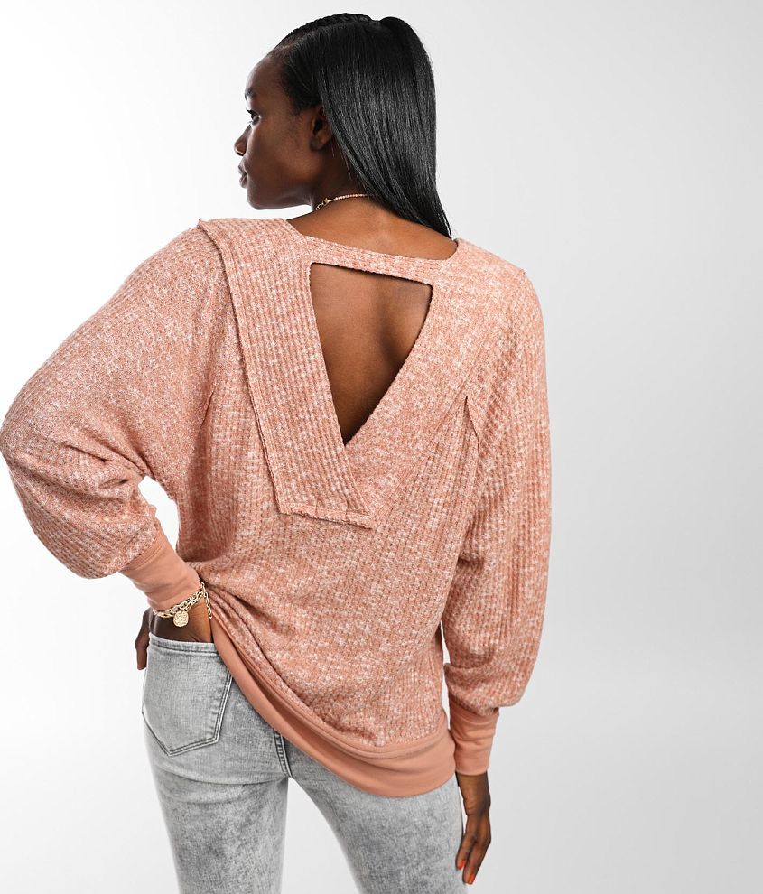 BKE Brushed Waffle Knit Top front view