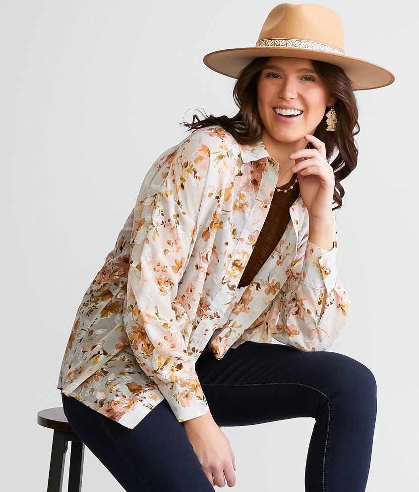 Daytrip Floral Blouse - Women's Shirts/Blouses in Beige