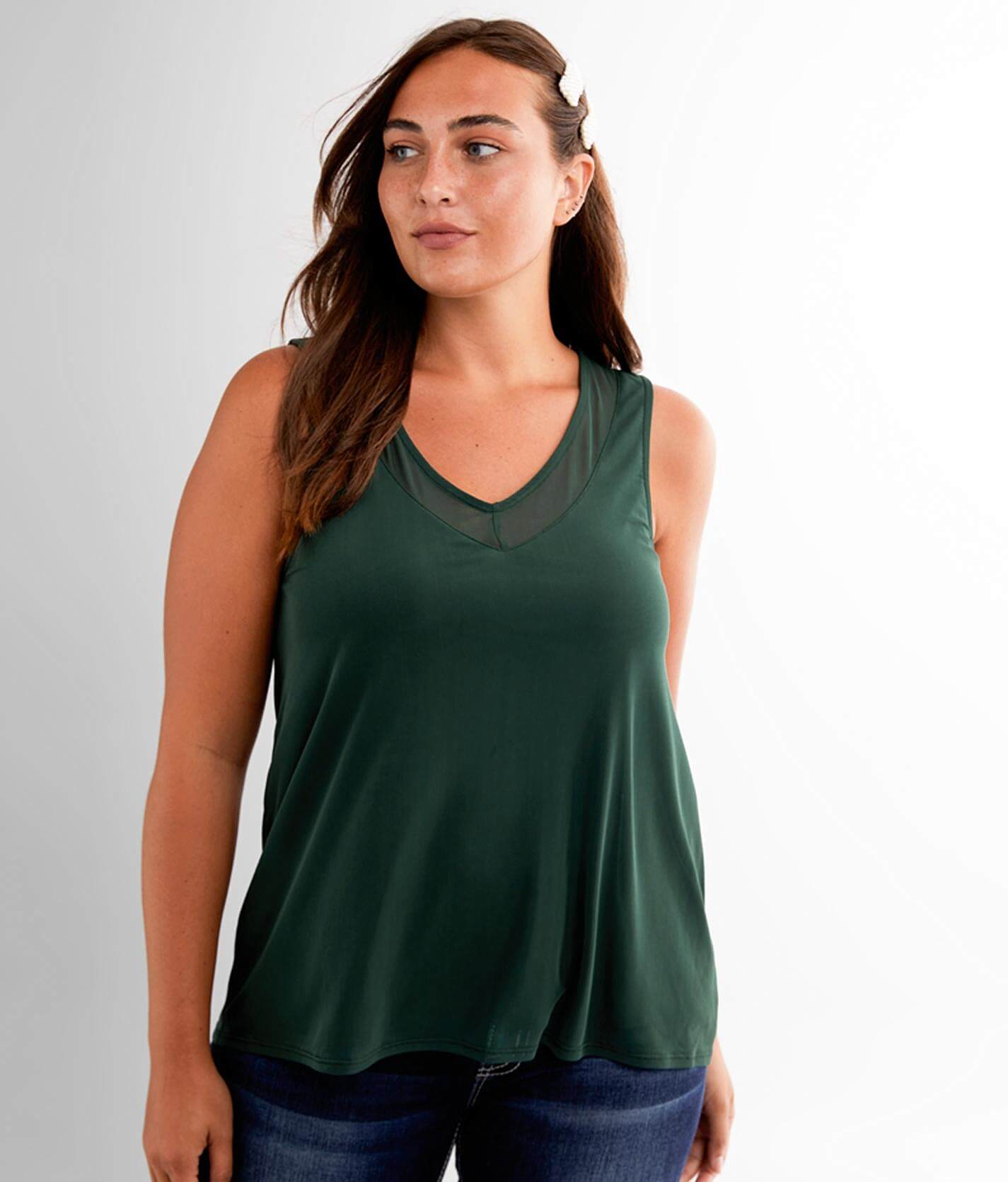 tank top with sheer overlay