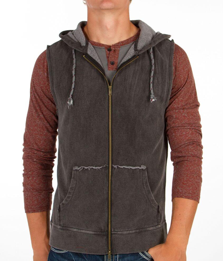 Colorfast Washed Sleeveless Hoodie Men's Sweatshirts in Black Buckle