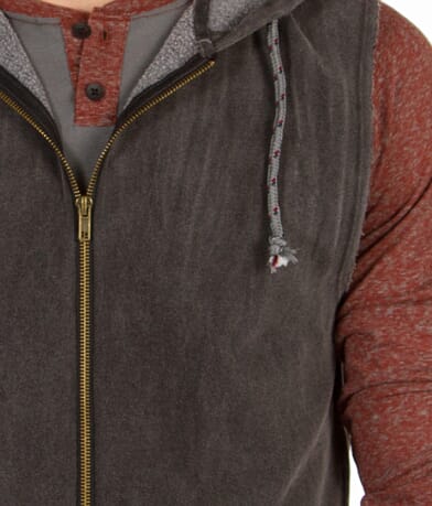 Colorfast Washed Sleeveless Hoodie front detail view