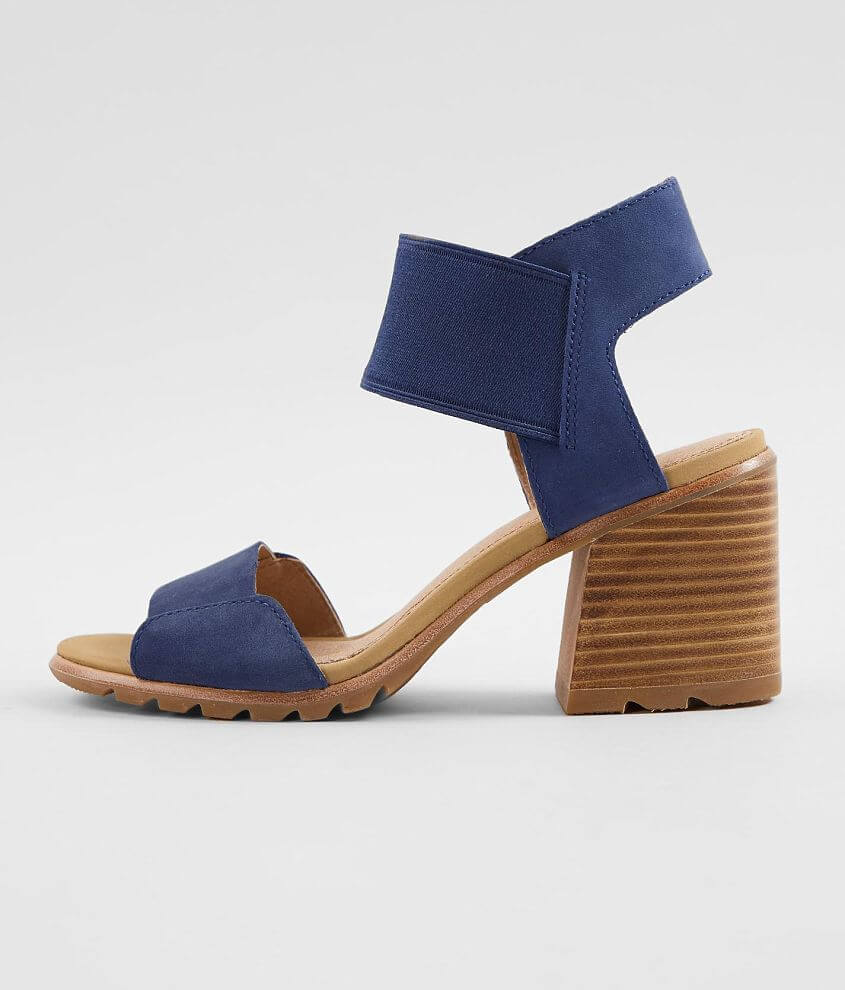 Sorel Nadia Leather Heeled Sandal Women s Shoes in Blue Shadow