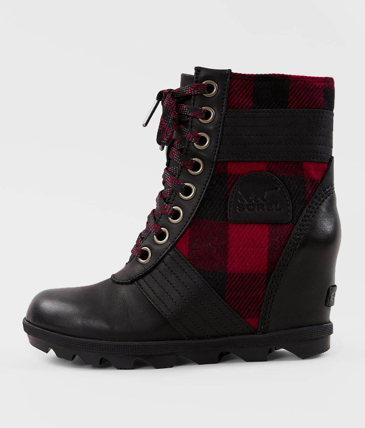 sorel black wedge booties