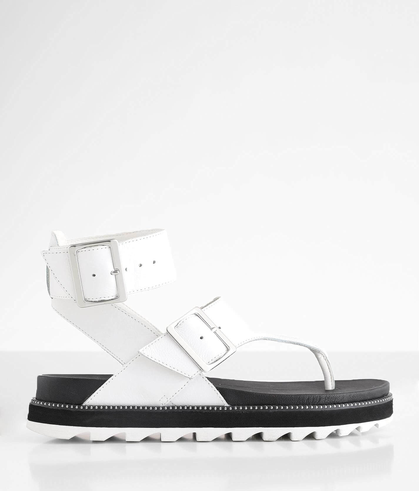 Sorel Roaming Flatform Leather Sandal Women s Shoes in Sea Salt