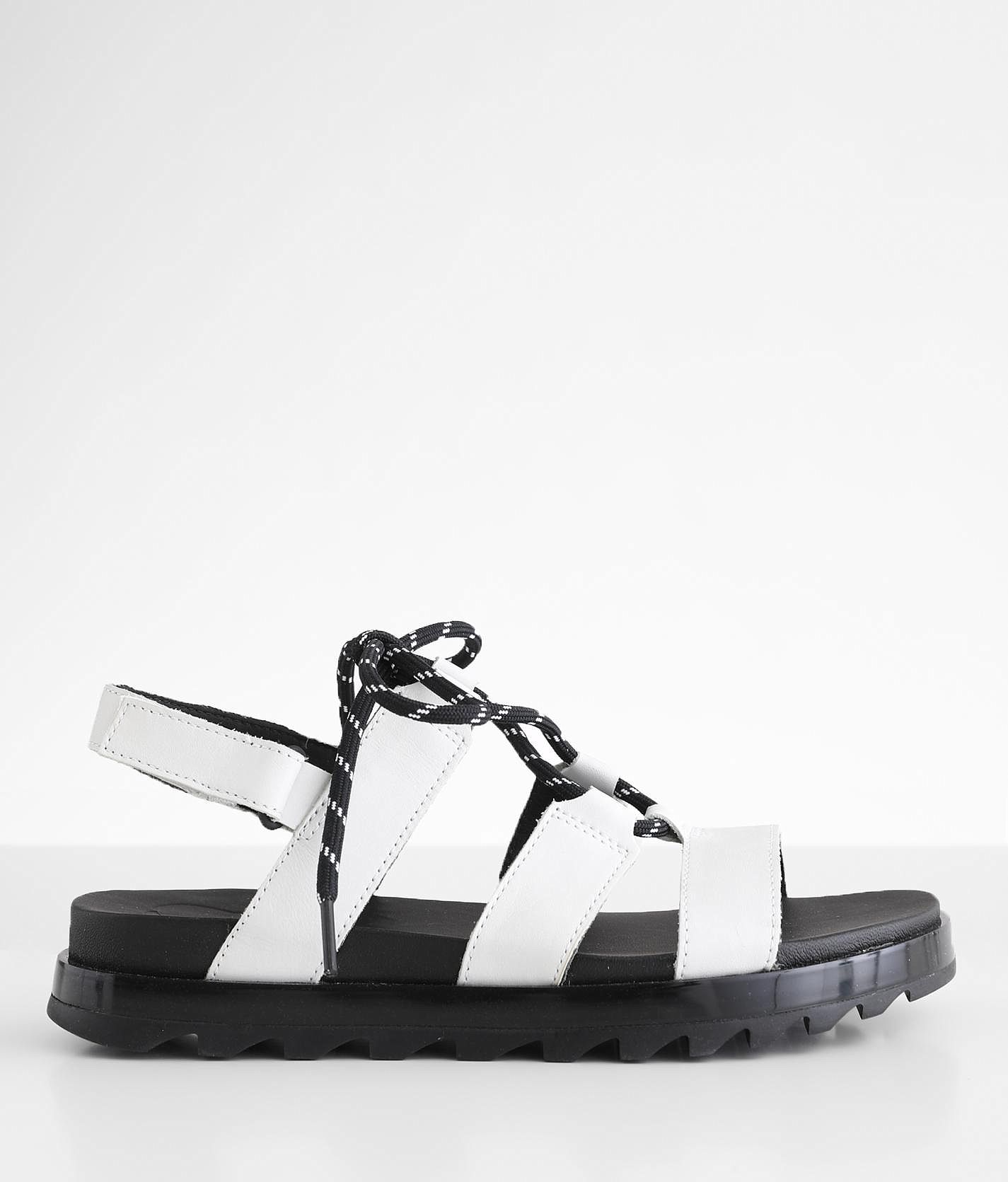 Sorel Roaming Leather Sandal Women s Shoes in White Black Buckle