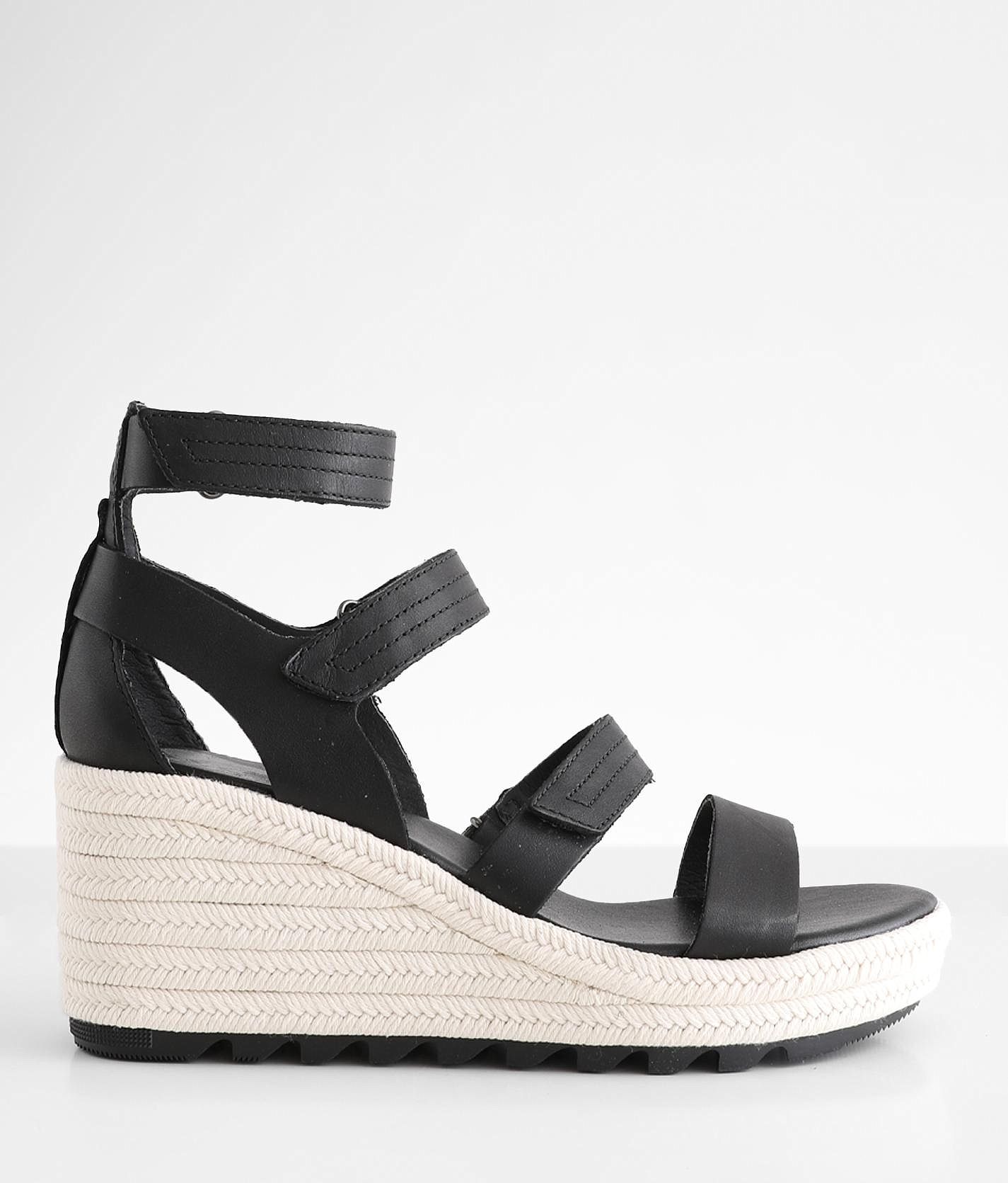 Sorel Women's Cameron Multi Strap Wedge Sandal - Black/Chalk