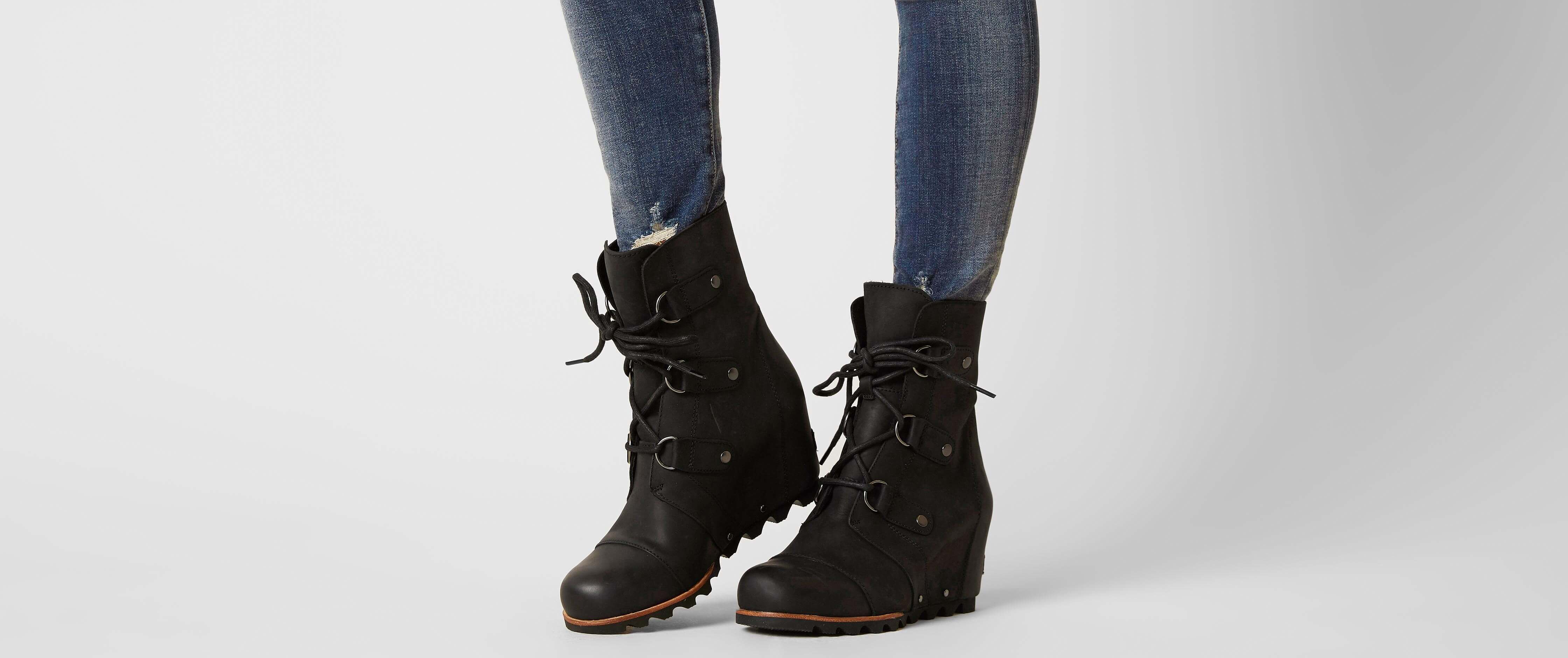 black sorel joan of arctic wedge boots