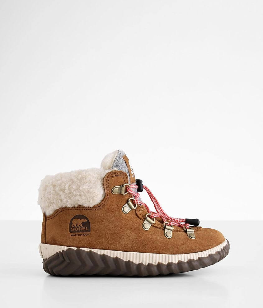 Girls Sorel Out N About™ Leather Boot Girl's Shoes in Camel