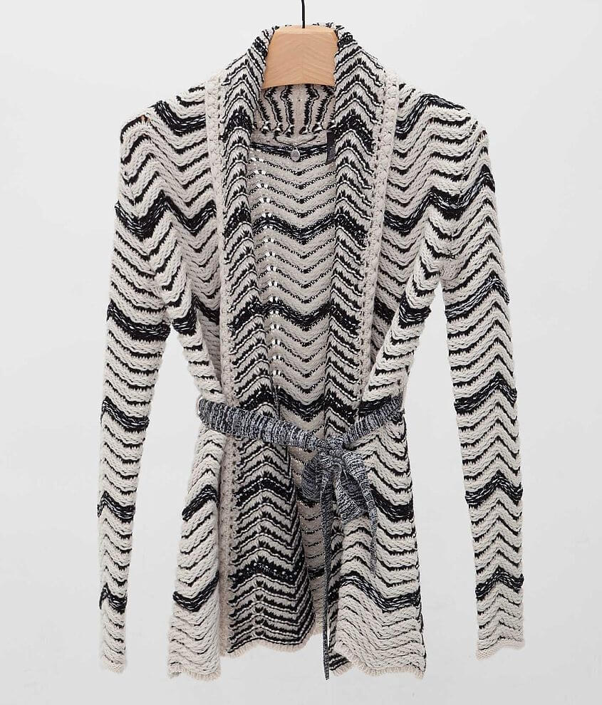 BKE Boutique Chevron Cardigan Sweater front view