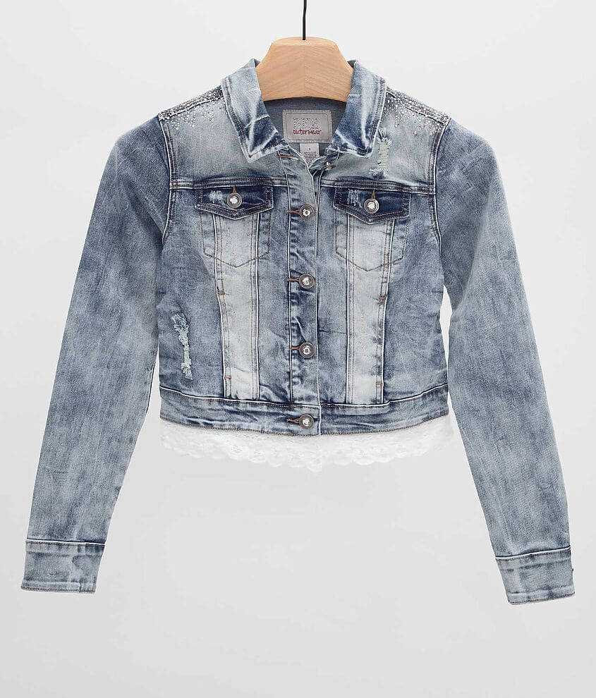 BKE Embellished Denim Jacket front view