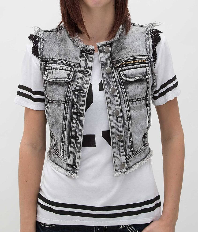 BKE Washed Denim Vest front view