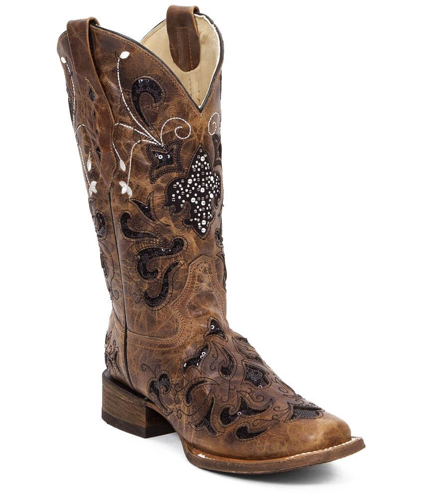 Corral Sequin Leather Western Boot - Women's Shoes in Antique Saddle ...