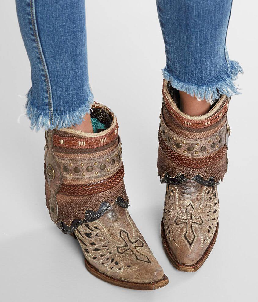 Corral Flipped Leather Western Ankle Boot front view