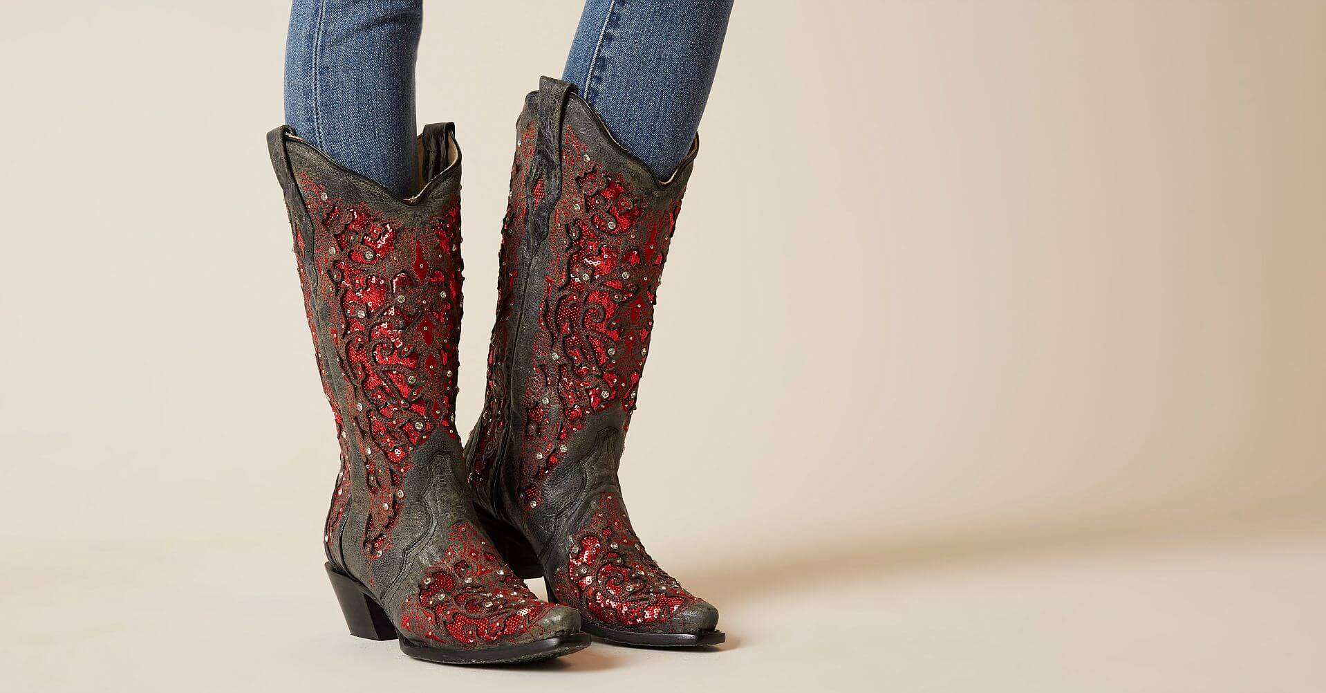Corral Rhinestone Leather Western Boot - Women's Shoes in LD Grey | Buckle