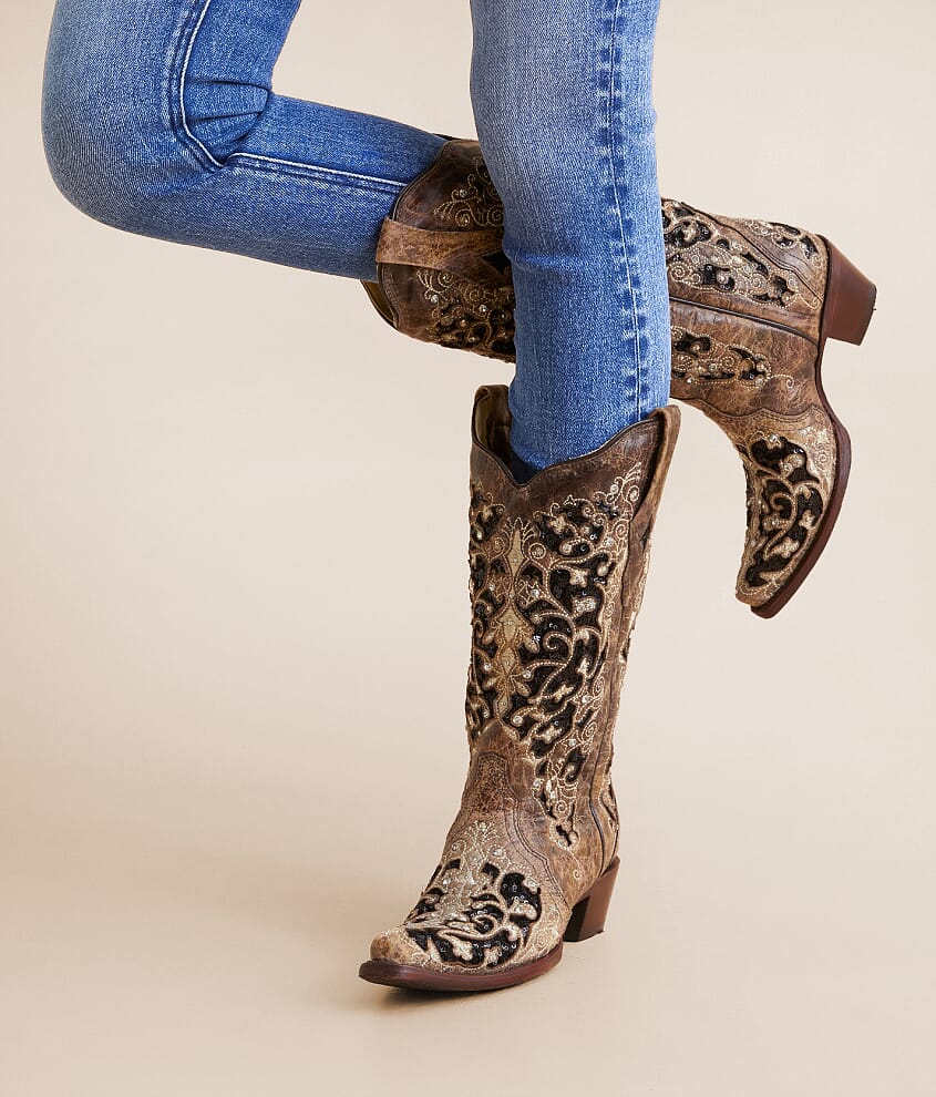 Sequin Leather Western Boot