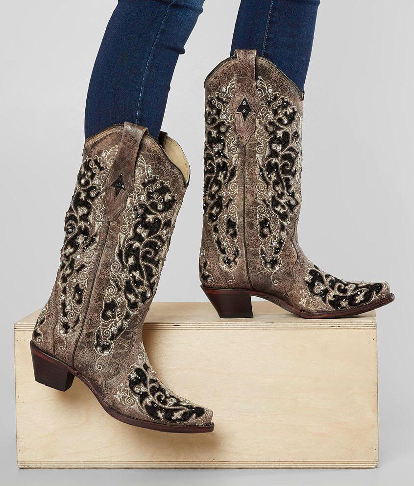 Corral Sequin Leather Western Boot front view