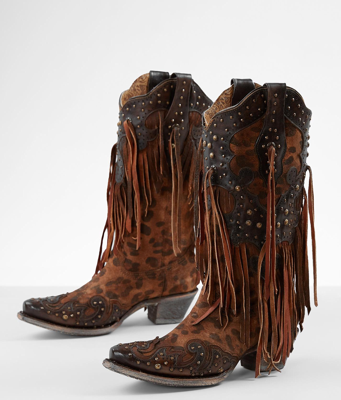 corral fringe leather western boot