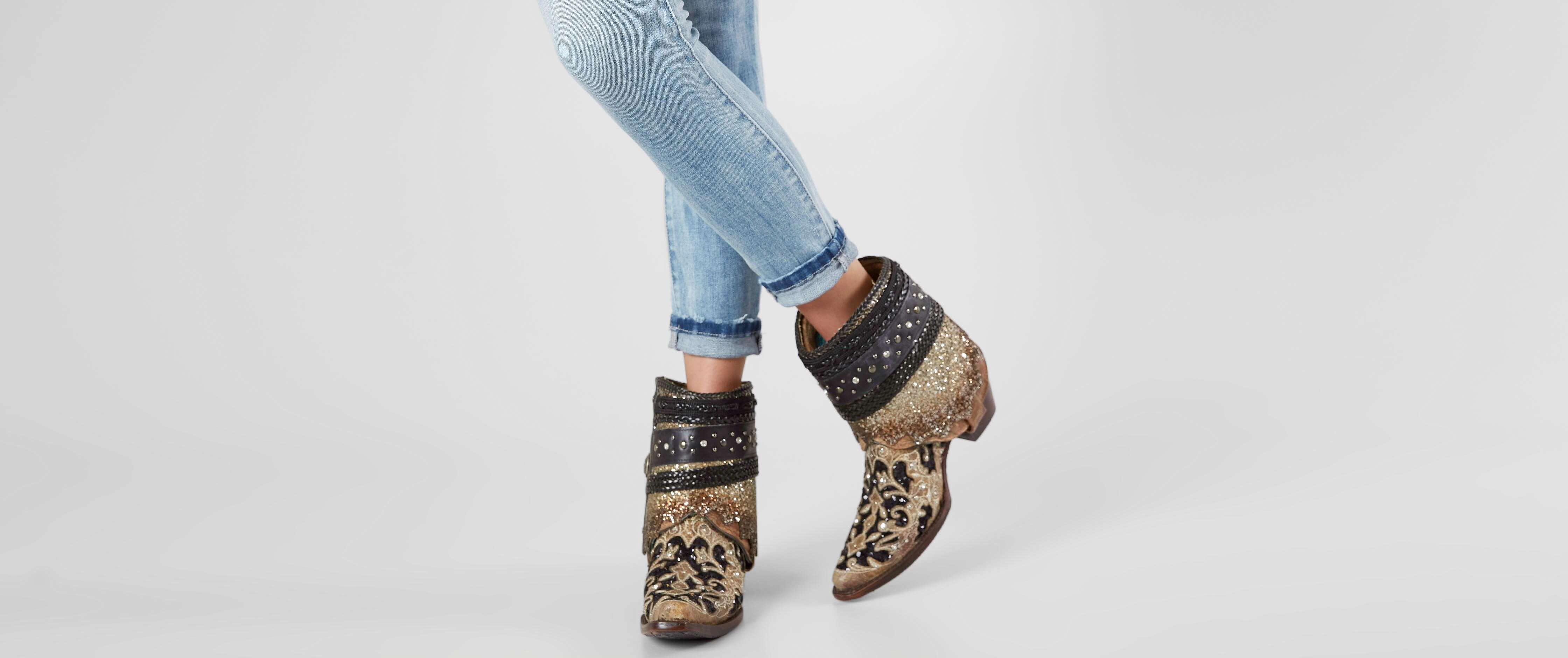 Corral Flipped Leather Western Ankle Boot Women's Shoes in Brown