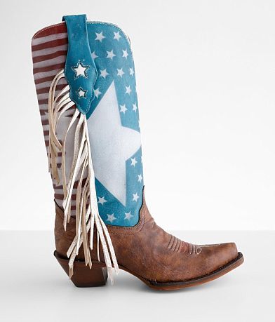 Corral Fringe Stars & Stripes Western Leather Boot front view