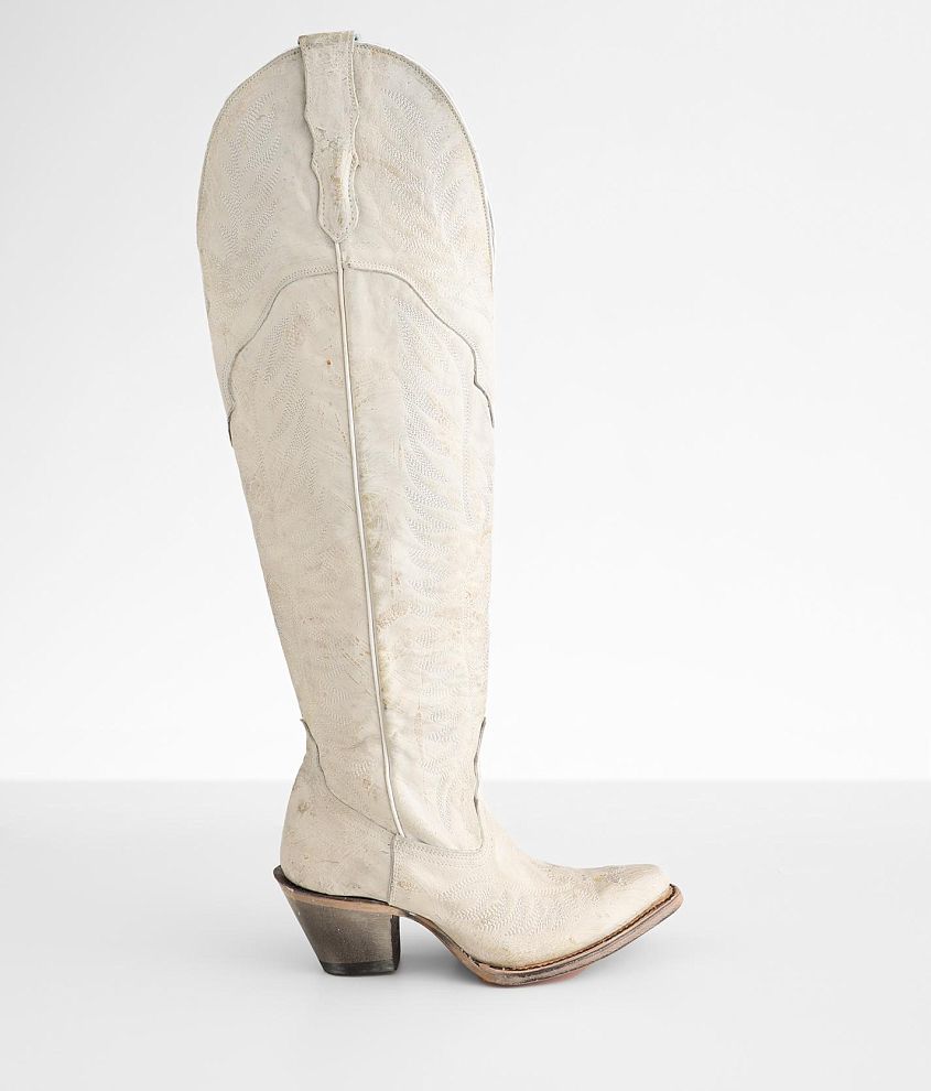 White over the 2025 knee cowboy boots