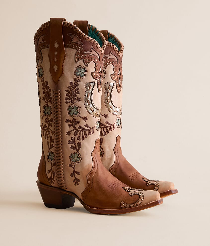 Horseshoe Overlay Leather Western Boot