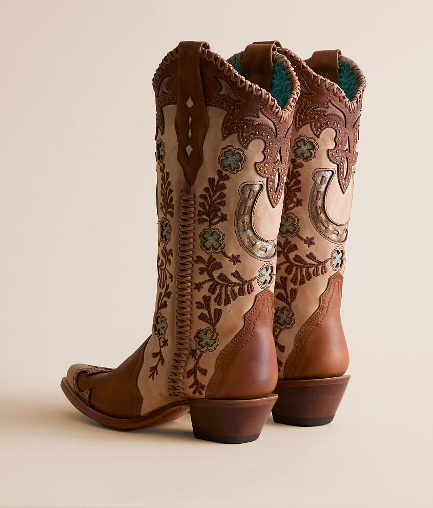 Horseshoe Overlay Leather Western Boot - thumbnail 3