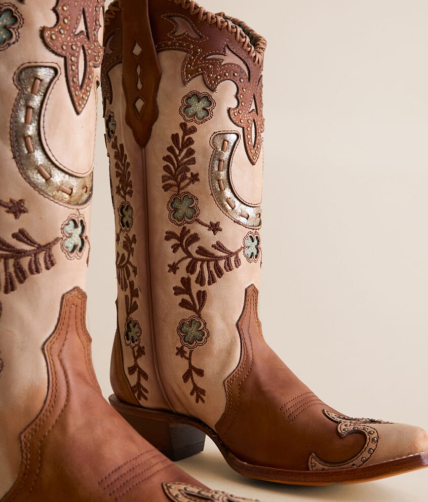Horseshoe Overlay Leather Western Boot