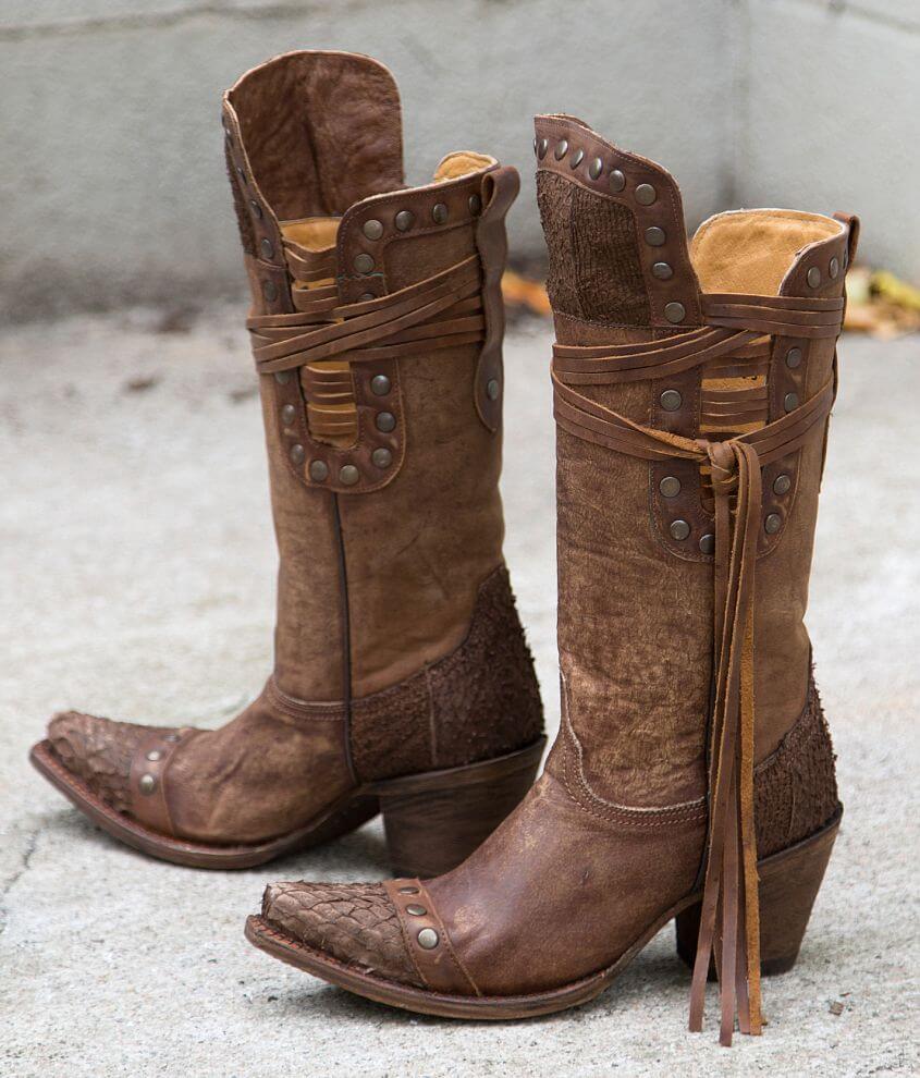 Corral Brown Fish Riding Boot front view