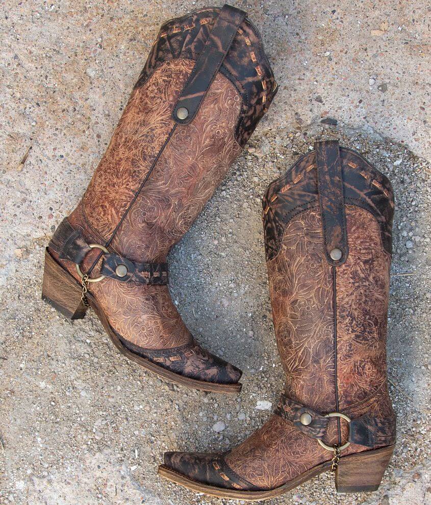 Corral Floral Leather Western Boot front view