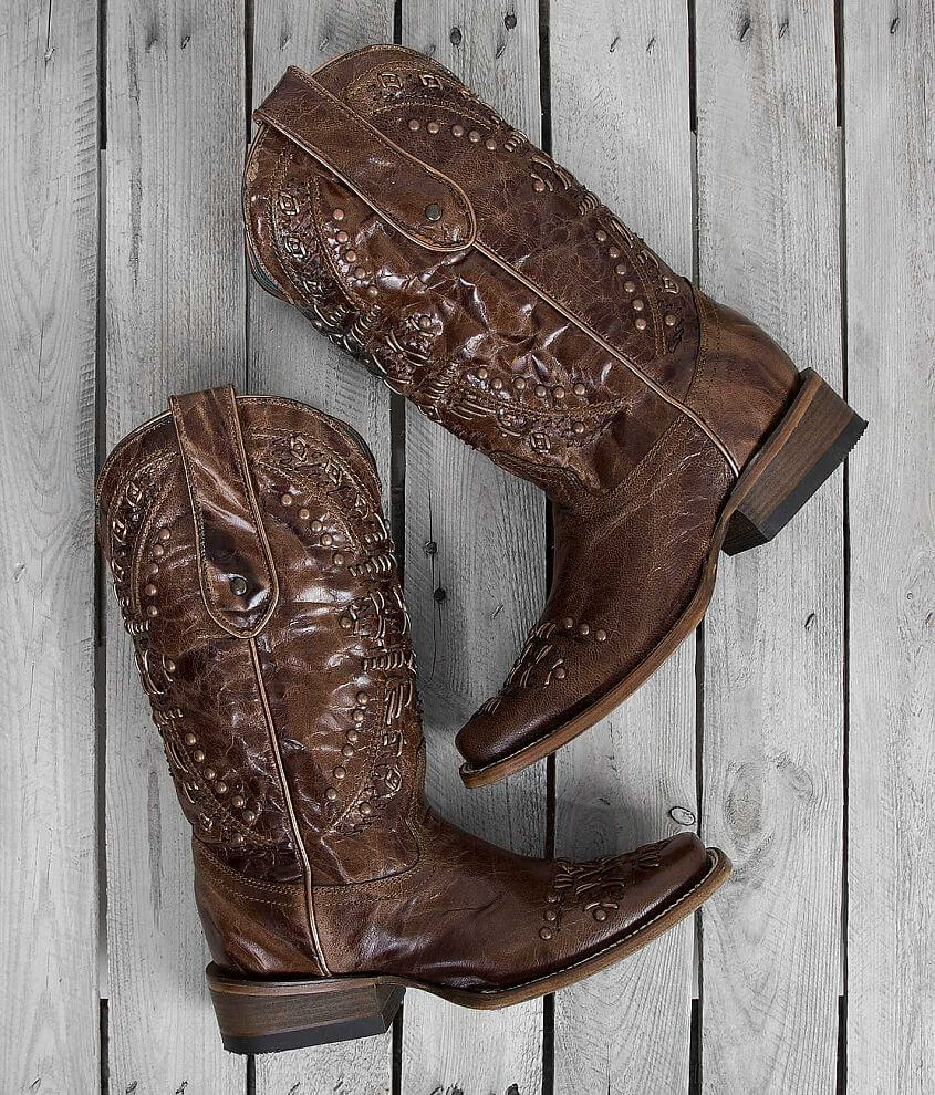 Corral Studded Leather Western Boot - Women's Shoes in LD Brown | Buckle