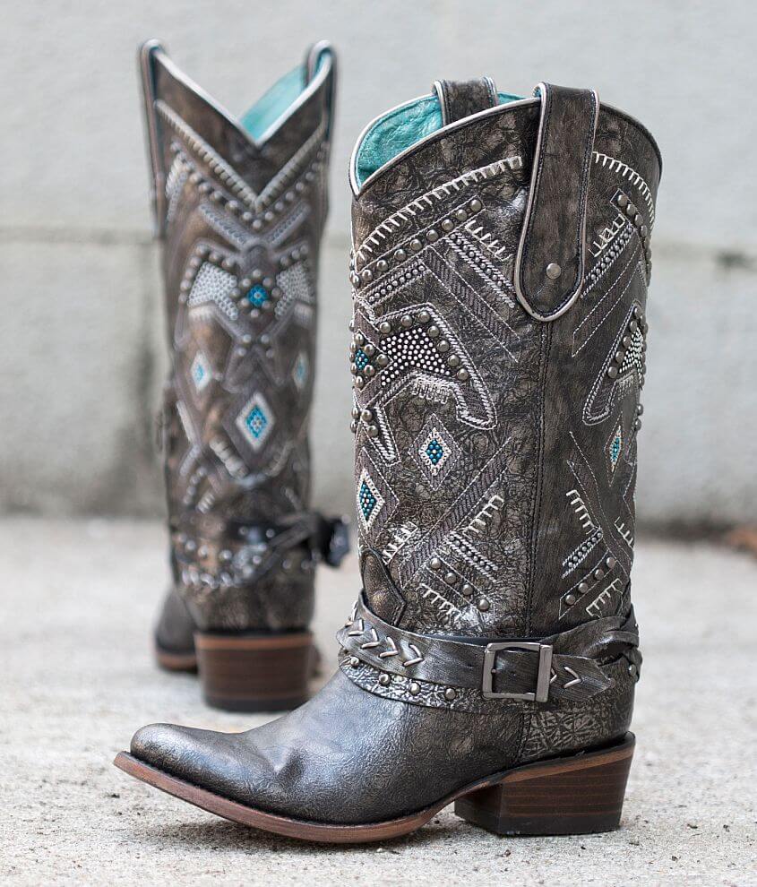 Studded Leather Western Boot